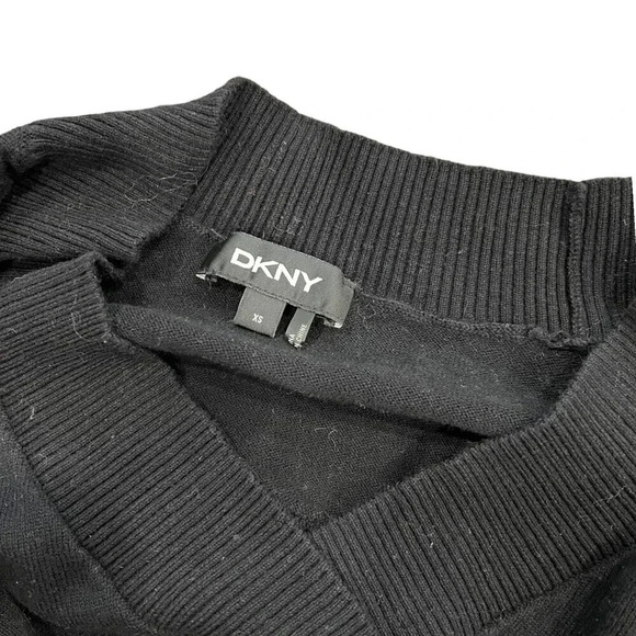 DKNY Black Multimedia Chiffon Back Knit Top XS - Picture 4 of 4